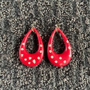 Vintage Red and White Polka Dot Earrings